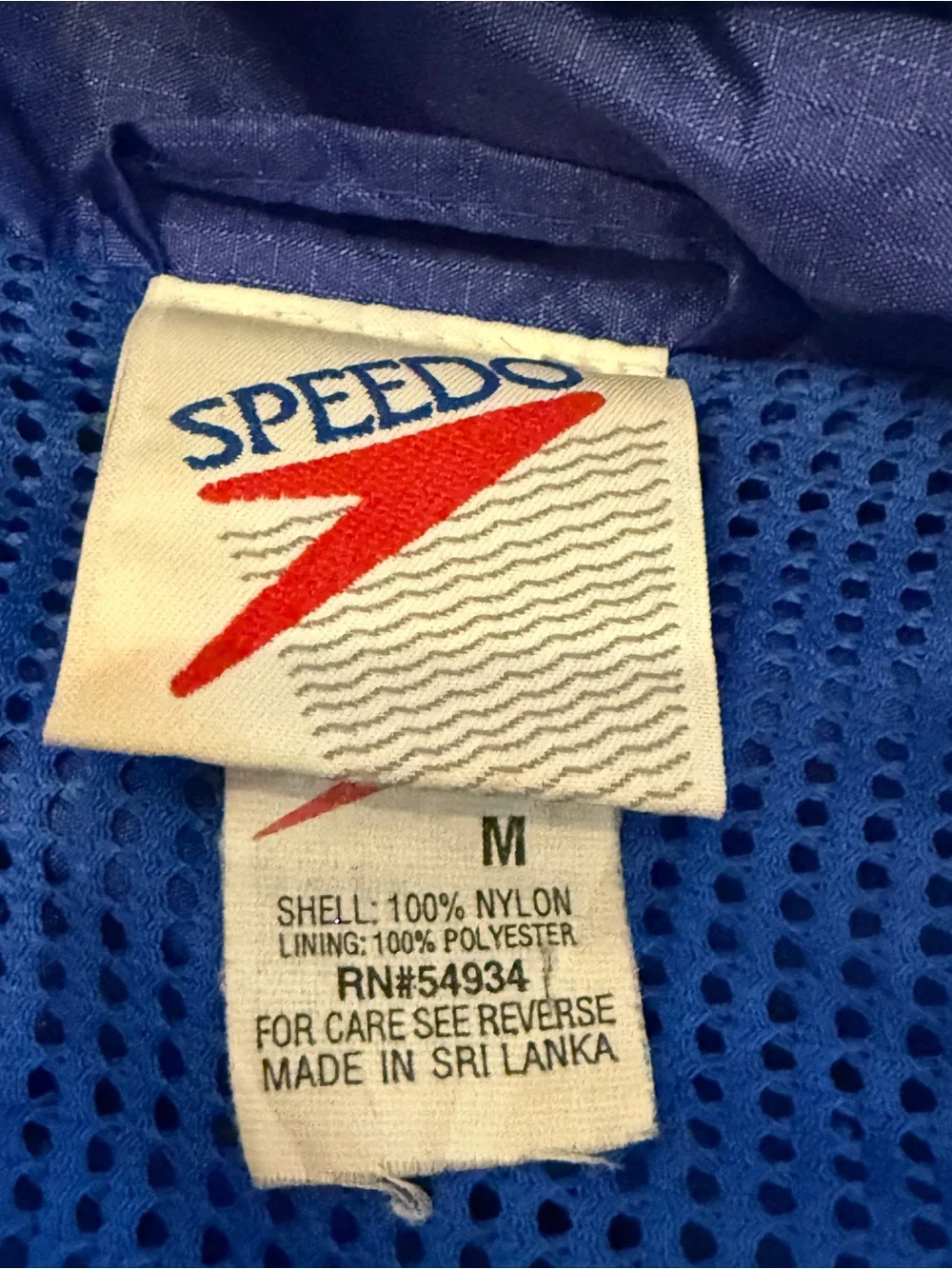 VTG Speedo Sport Systems Mens M Blue Hooded Windbreaker Mesh Zip Up Jacket Y2K